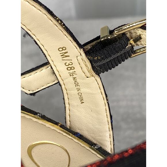 Jessica Simpson | Womens 8 Platform Heels Black Multi Striped Block High Heels - Picture 9 of 11